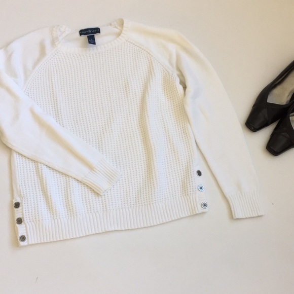 Karen Scott Sweaters - White Sweater with Buttons
